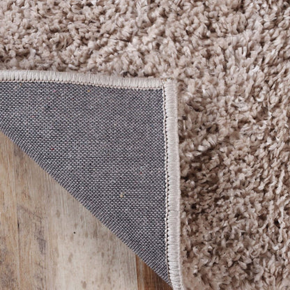 5' X 8' Beige Shag Handmade Area Rug