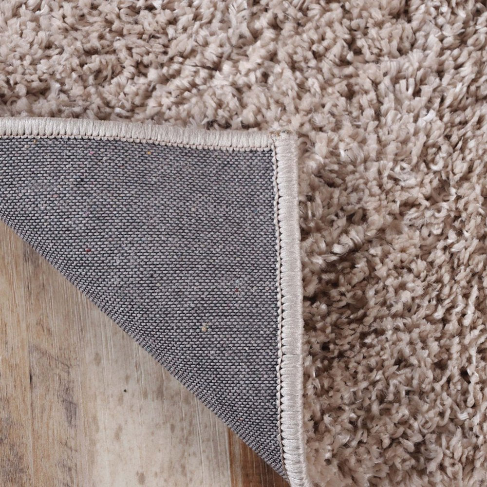 5' X 8' Beige Shag Handmade Area Rug