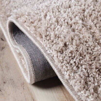 5' X 8' Beige Shag Handmade Area Rug