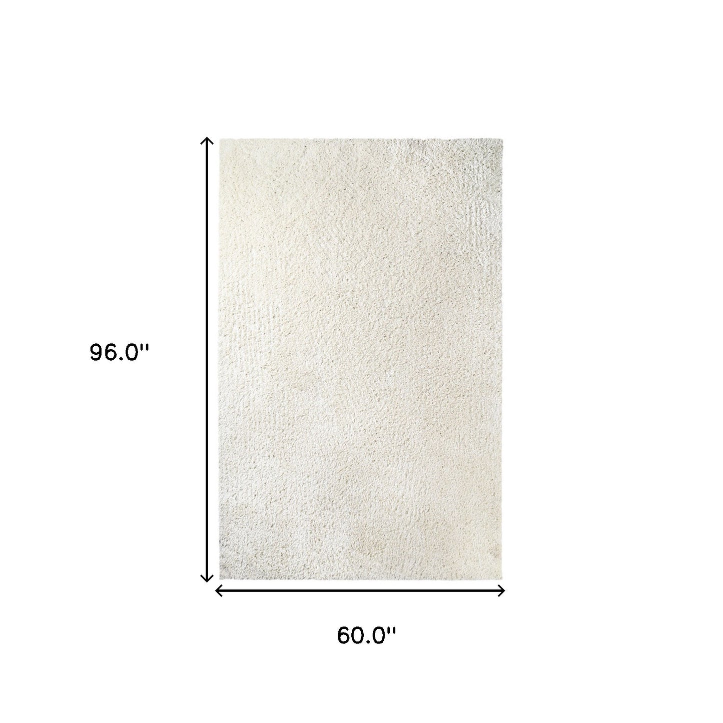 5' X 8' Ivory Shag Stain Resistant Area Rug