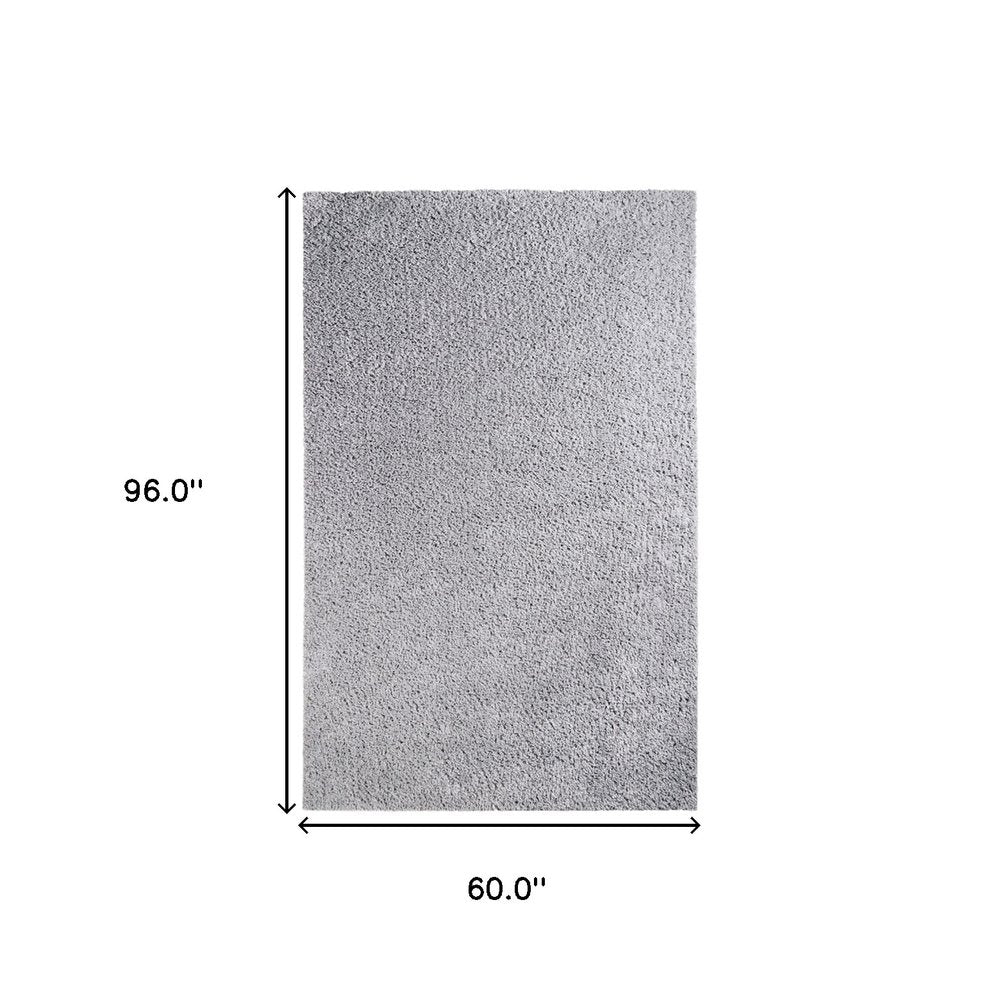 5' X 8' Silver Shag Handmade Area Rug