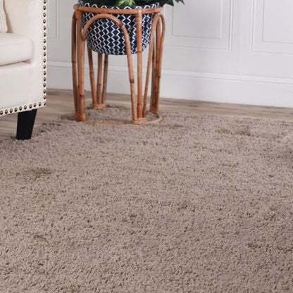 5' X 8' Taupe Shag Handmade Area Rug