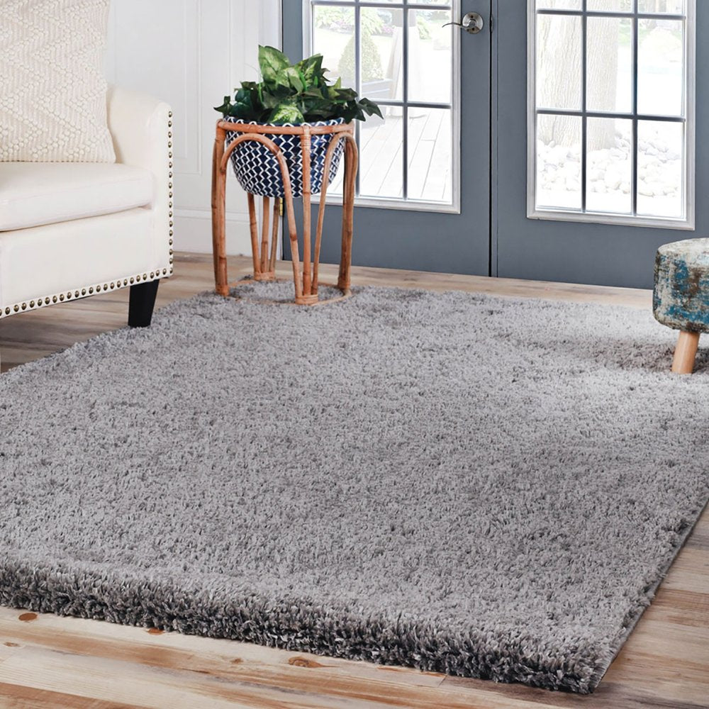 8' X 10' Gray Shag Handmade Area Rug