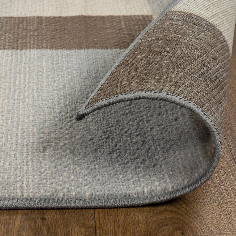 5' X 8' Gray Tan And Brown Patchwork Area Rug