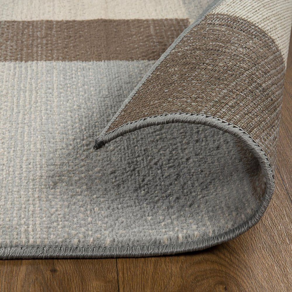 7' X 9' Gray Tan And Brown Patchwork Area Rug