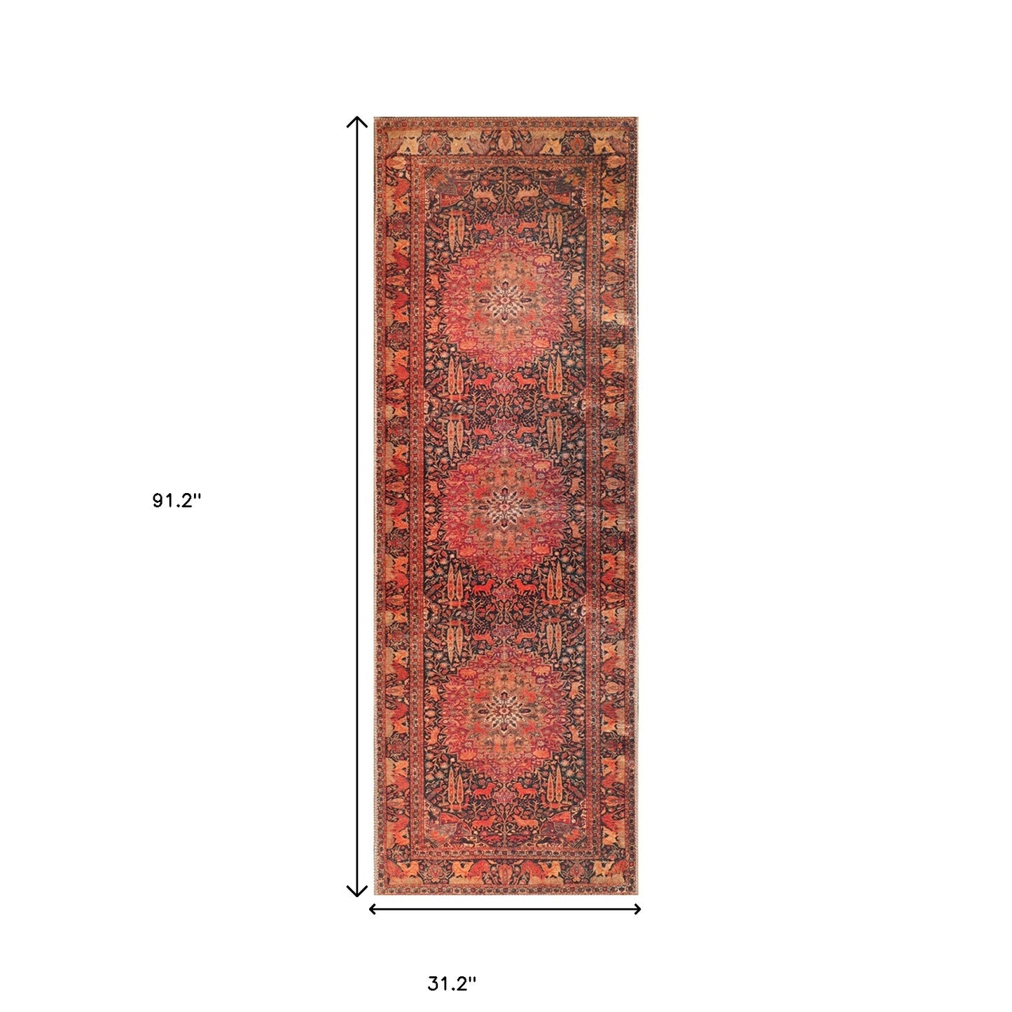 8' Brown Medallion Power Loom Runner Rug