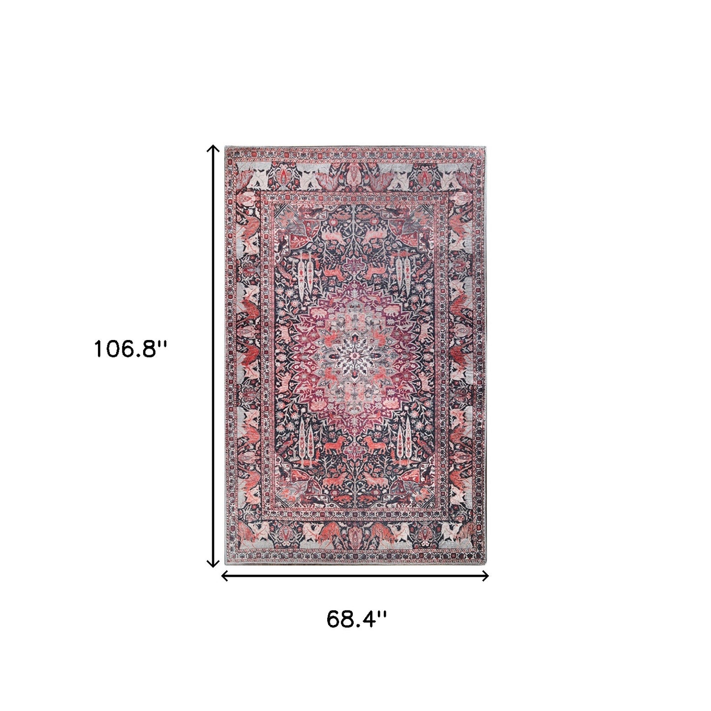 5' X 8' Garnet Red Medallion Stain Resistant Area Rug