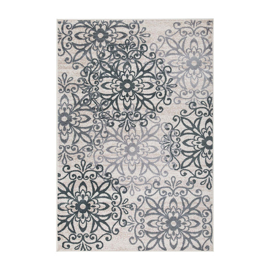 2' X 3' Oatmeal And Gray Medallion Power Loom Stain Resistant Area Rug