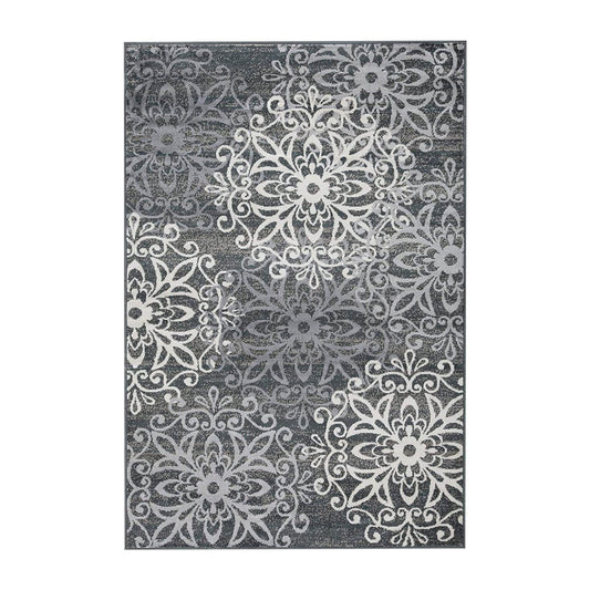 2' X 3' Slate And Gray Medallion Power Loom Stain Resistant Area Rug