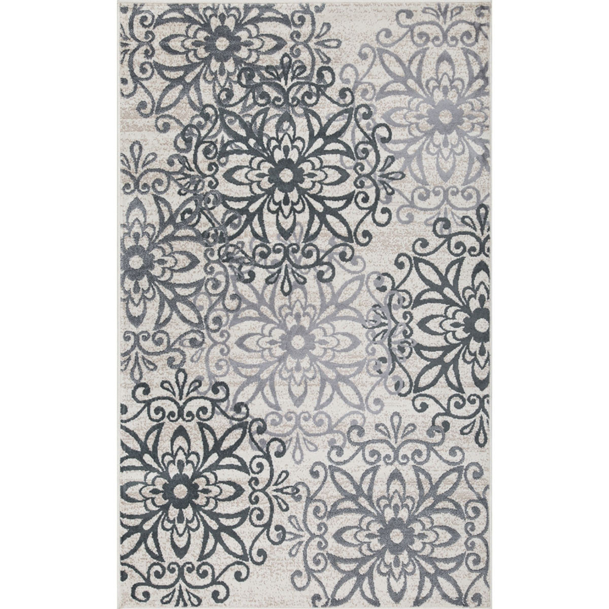 8' X 10' Oatmeal And Gray Medallion Power Loom Stain Resistant Area Rug