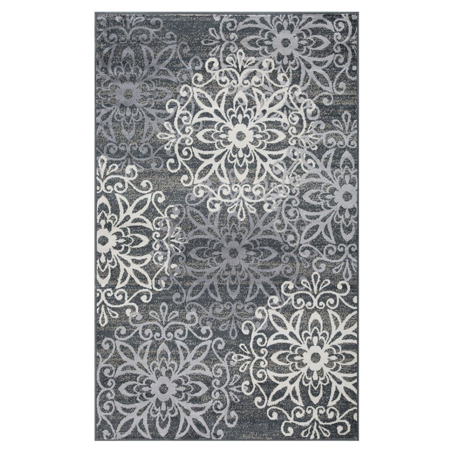 8' X 10' Slate Medallion Power Loom Stain Resistant Area Rug