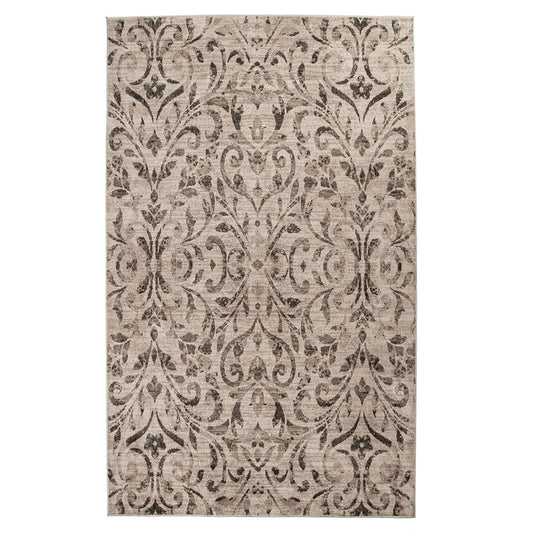 5' X 8' Bronze Floral Vines Power Loom Stain Resistant Area Rug