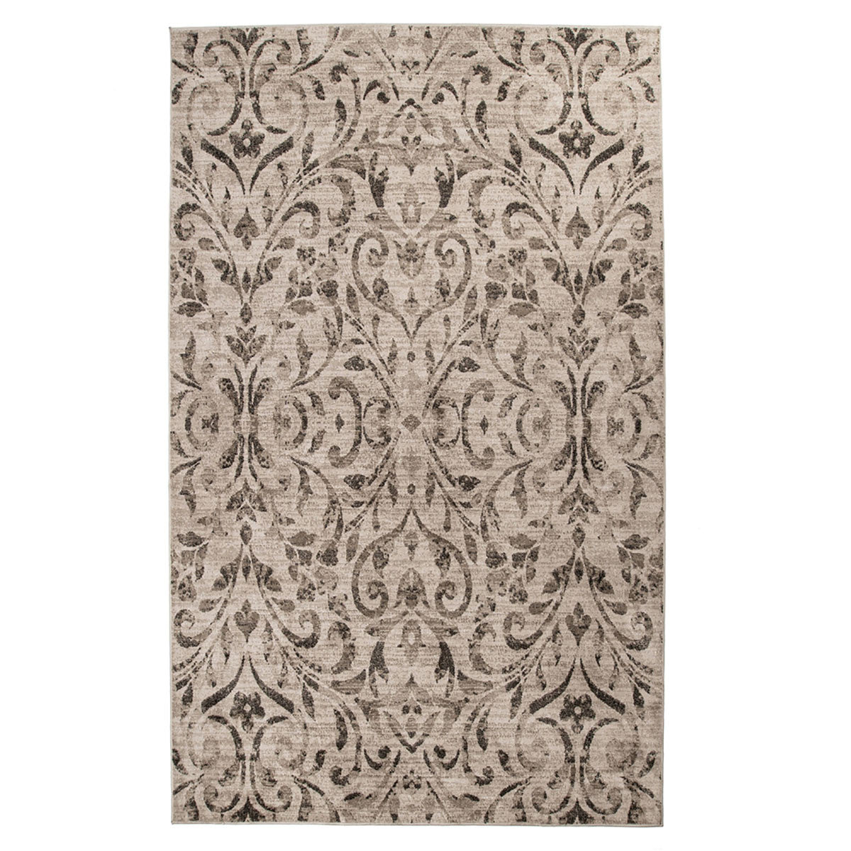 5' X 8' Bronze Floral Vines Power Loom Stain Resistant Area Rug