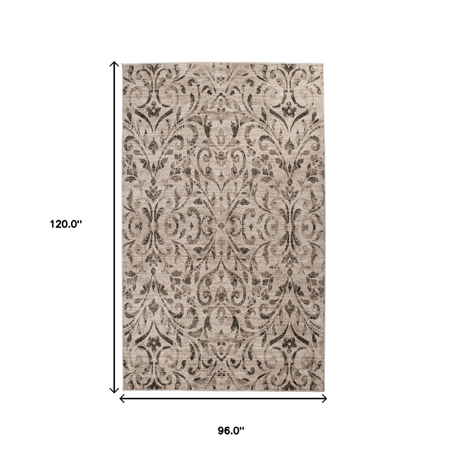 8' X 10' Bronze Floral Vines Power Loom Stain Resistant Area Rug