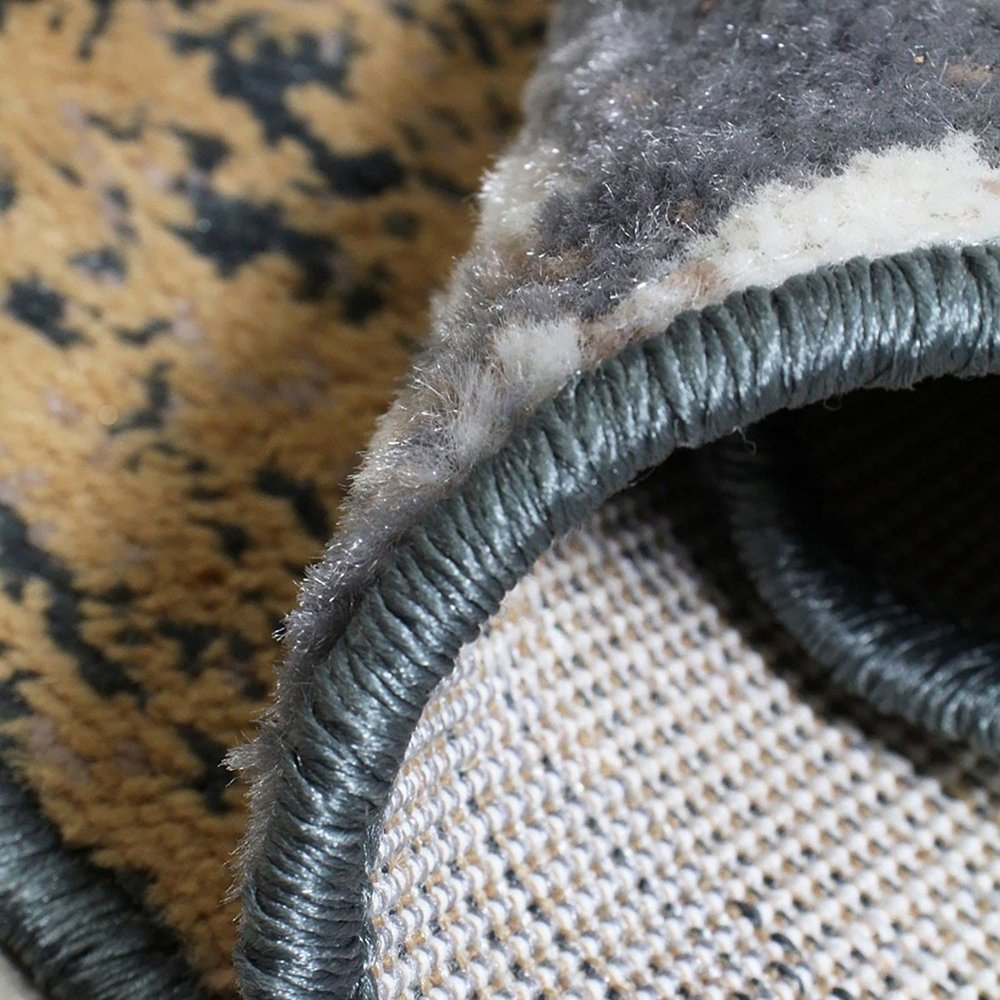 10' Beige And Black Floral Distressed Runner Rug