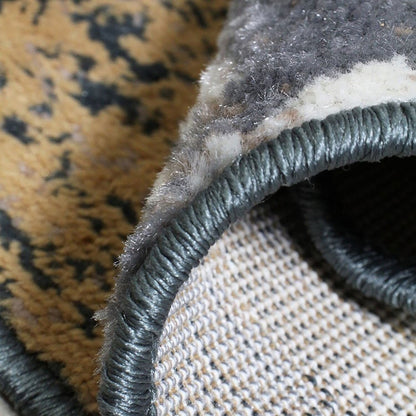 10' Beige And Black Floral Distressed Runner Rug