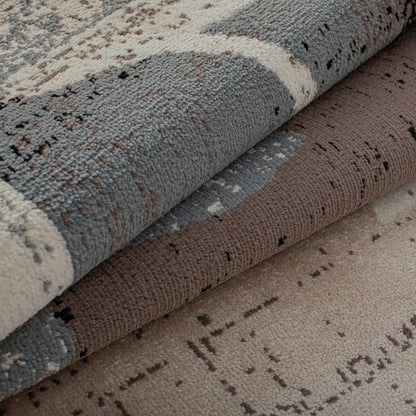 6' X 9' Beige Brown And Gray Floral Distressed Area Rug