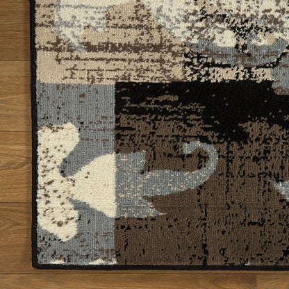 6' X 9' Beige Brown And Gray Floral Distressed Area Rug