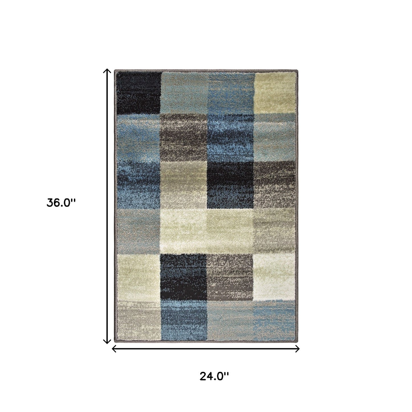 2' X 3' Blue And Teal Geometric Power Loom Stain Resistant Area Rug