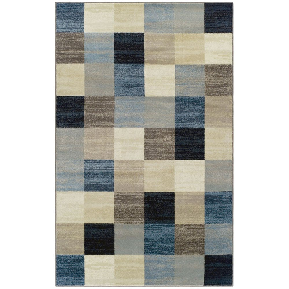 4' X 6' Blue Black And Gray Geometric Area Rug
