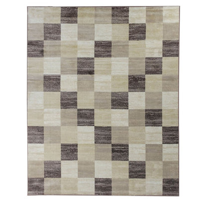 5' X 8' Beige And Brown Geometric Area Rug