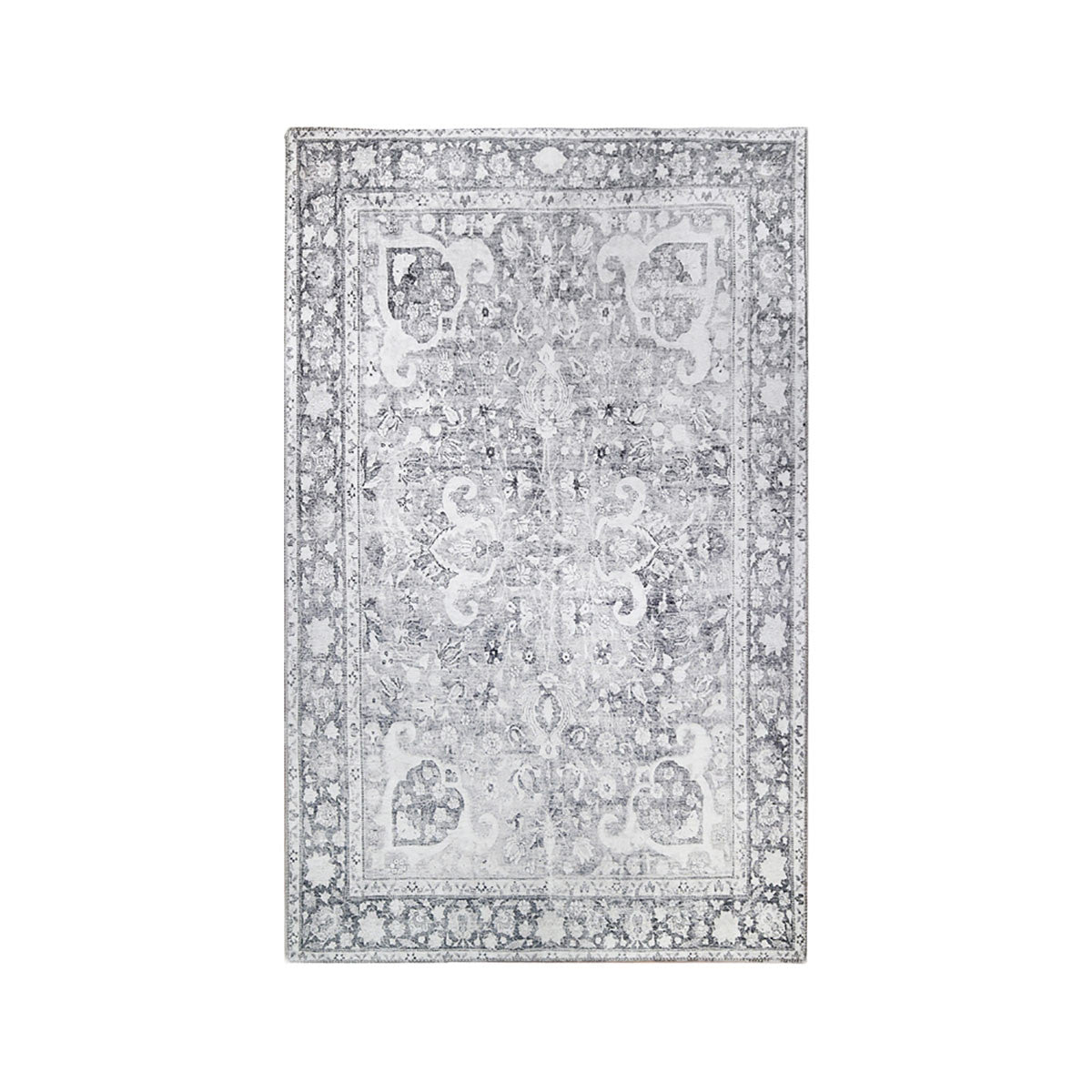 6' X 9' Charcoal Medallion Power Loom Stain Resistant Area Rug