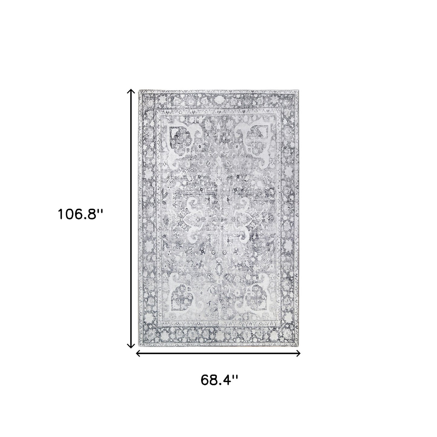 6' X 9' Charcoal Medallion Power Loom Stain Resistant Area Rug