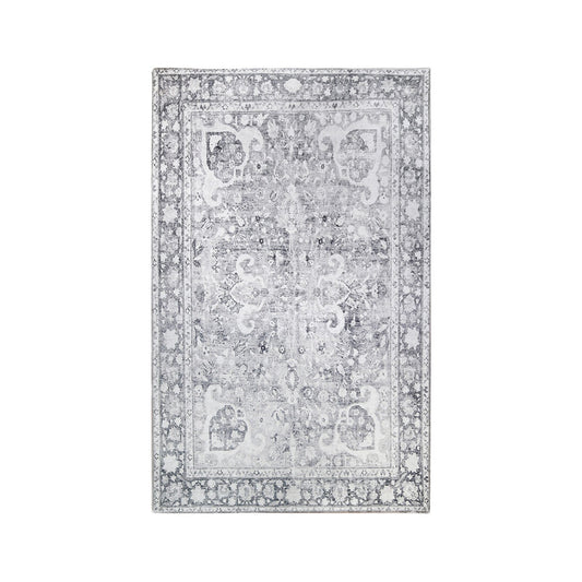 5' X 8' Charcoal Medallion Power Loom Stain Resistant Area Rug