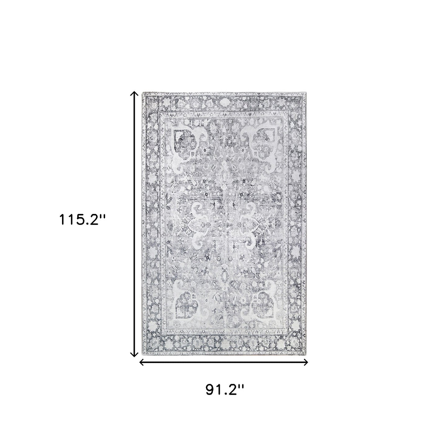 8' X 10' Charcoal Medallion Power Loom Stain Resistant Area Rug