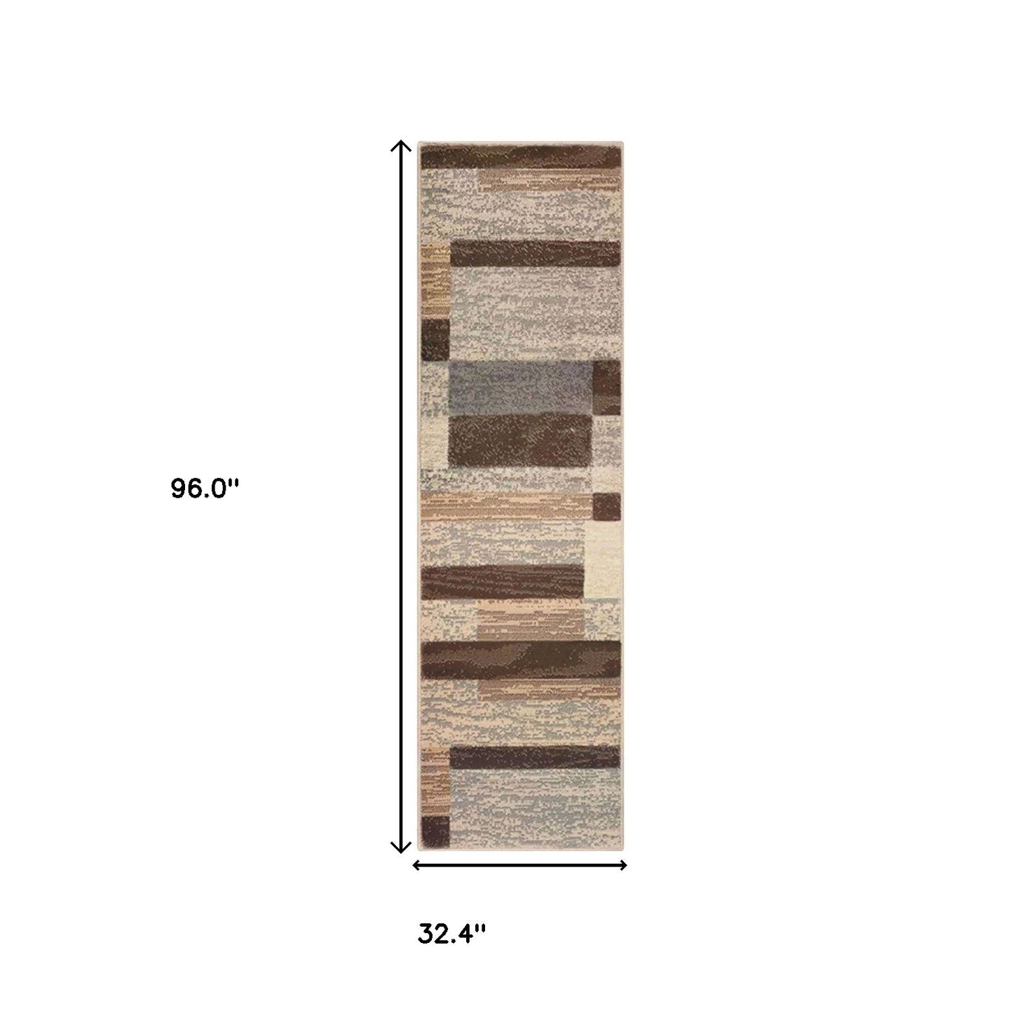 8' Slate Patchwork Power Loom Stain Resistant Runner Rug