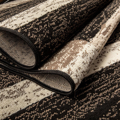 11' Black Brown And Beige Patchwork Runner Rug