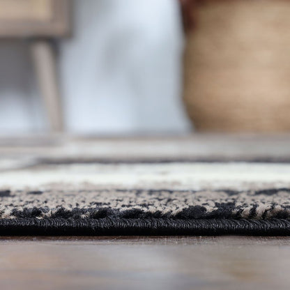 11' Black Brown And Beige Patchwork Runner Rug