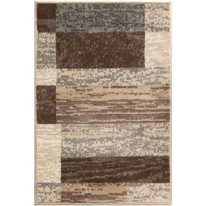 2' X 3' Beige Slate Gray And Brown Patchwork Area Rug