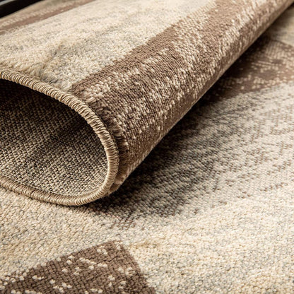 2' X 3' Beige Slate Gray And Brown Patchwork Area Rug