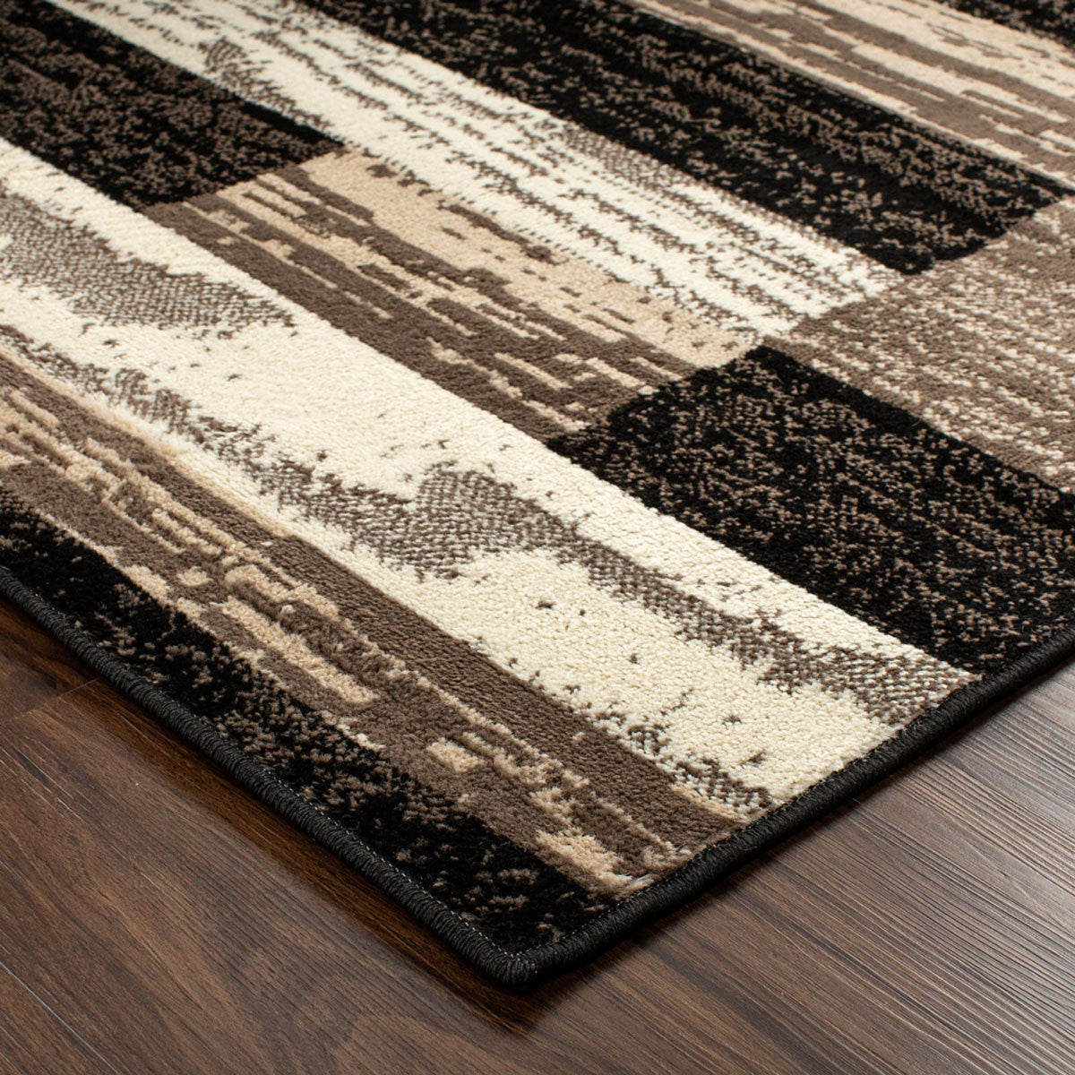 3' X 5' Chocolate Patchwork Power Loom Stain Resistant Area Rug