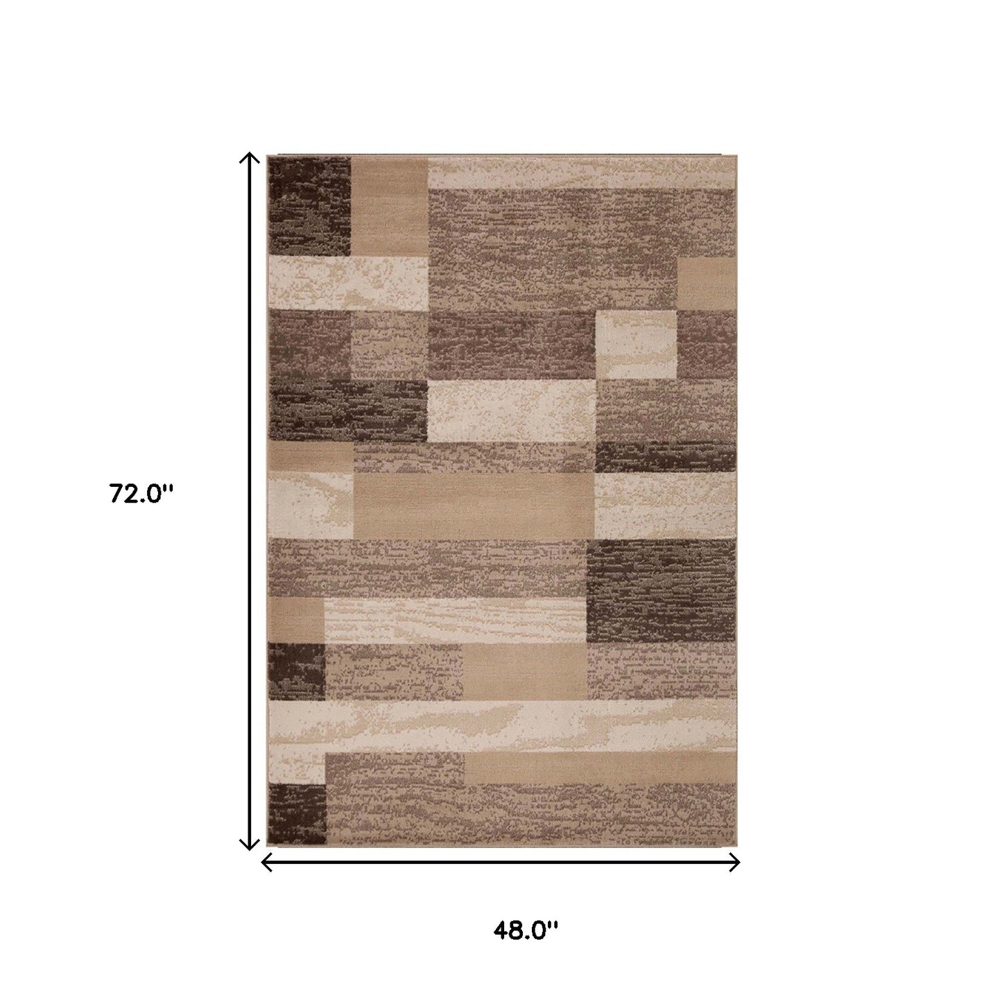 4' X 6' Beige Patchwork Power Loom Stain Resistant Area Rug