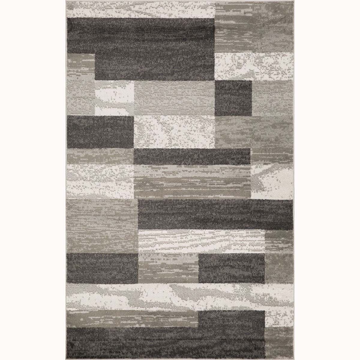 5' X 8' Charcoal Patchwork Power Loom Stain Resistant Area Rug