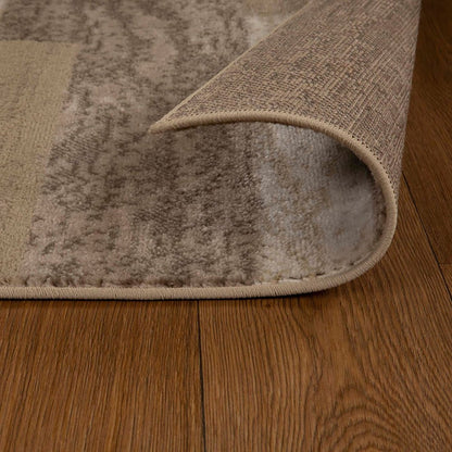 7' X 9' Beige And Brown Patchwork Area Rug