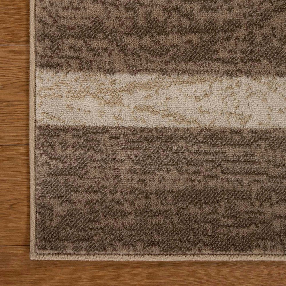 7' X 9' Beige And Brown Patchwork Area Rug