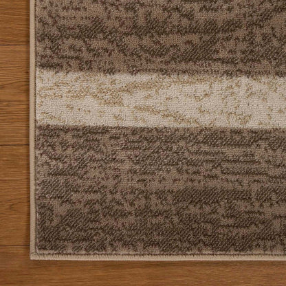 7' X 9' Beige And Brown Patchwork Area Rug