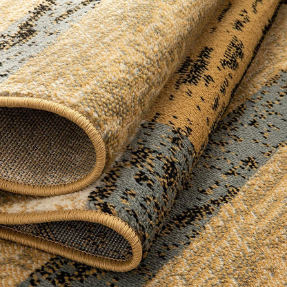 7' X 9' Blue And Beige Patchwork Area Rug