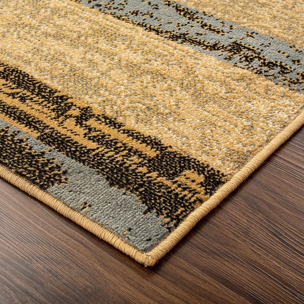 7' X 9' Blue And Beige Patchwork Area Rug