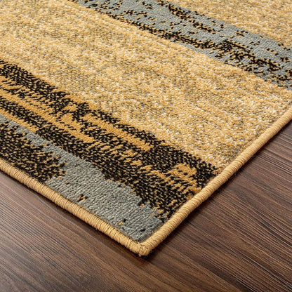 7' X 9' Blue And Beige Patchwork Area Rug