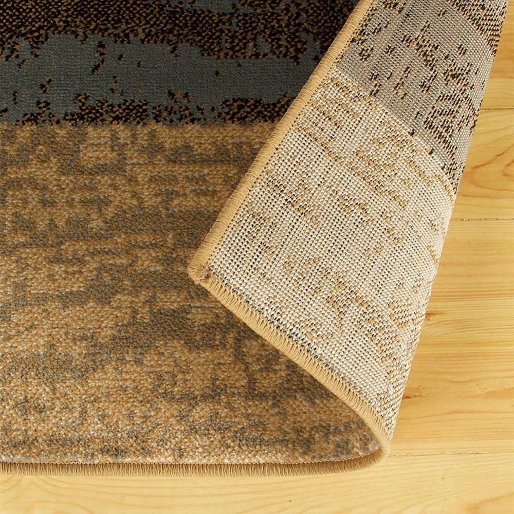 7' X 9' Blue And Beige Patchwork Area Rug