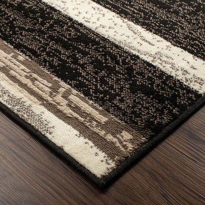 8' X 10' Black Brown And Beige Patchwork Area Rug