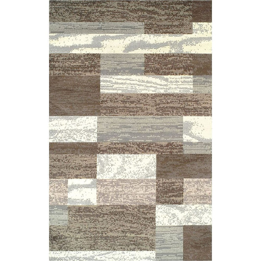 8' X 10' Blue And Ivory Patchwork Area Rug