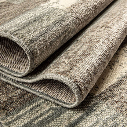 8' X 10' Blue And Ivory Patchwork Area Rug