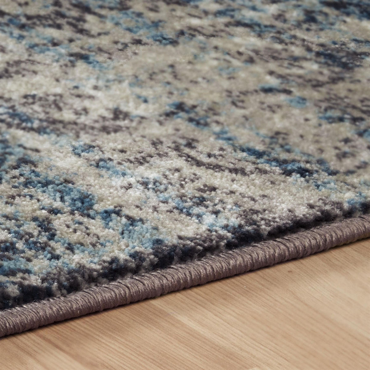 8' Taupe Abstract Power Loom Distressed Stain Resistant Runner Rug