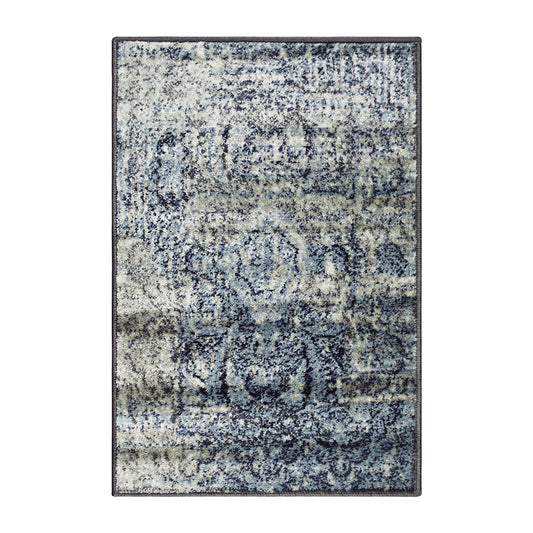 2' X 3' Taupe Abstract Power Loom Distressed Stain Resistant Area Rug