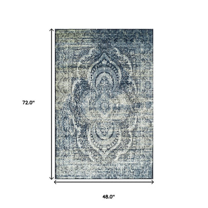 4' X 6' Taupe And Ivory Abstract Distressed Area Rug